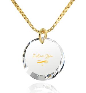 "I Love You Infinity" 14k Gold Necklace Cubic Zirconia