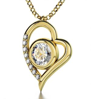 "I Love You" in 12 Languages 24k Gold Plated Necklace Swarovski